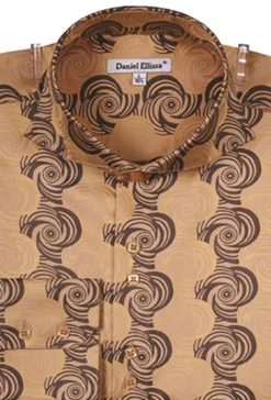 Dress Shirt Regular Fit Designer Pattern In Mustard