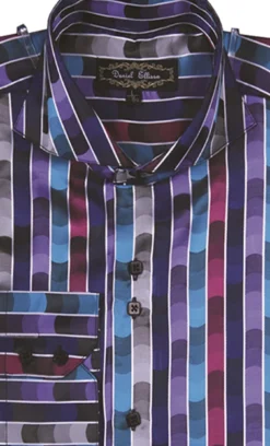 Dress Shirt Regular Fit Fancy Stripe Pattern in Turquoise