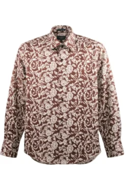 Dress Shirt Regular Fit Paisley Pattern In Brown