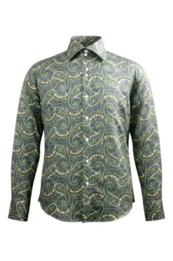 Dress Shirt Regular Fit Paisley Pattern In Mustard