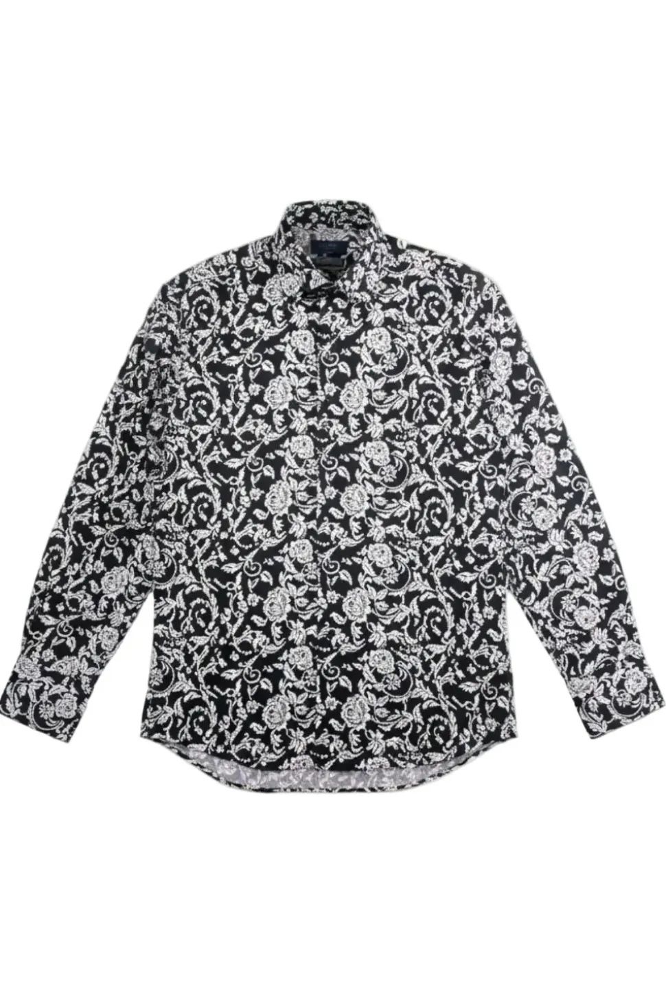 Dress Shirt Regular Fit Paisley Pattern In Black/White