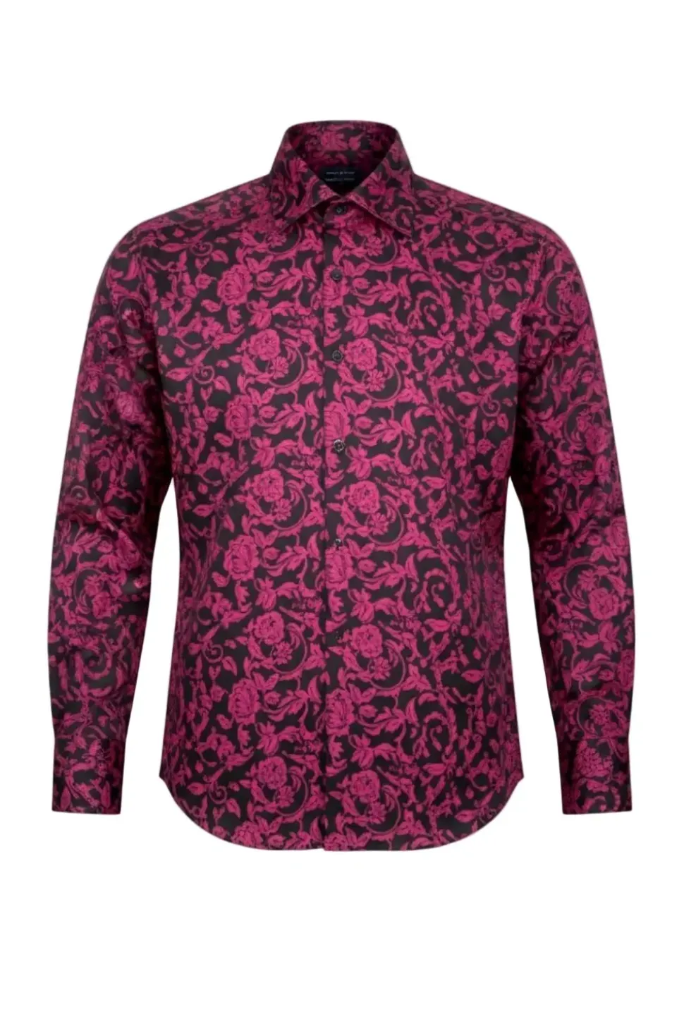Dress Shirt Regular Fit Paisley Pattern In Black/Fuchsia