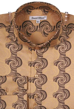 Dress Shirt Regular Fit Designer Pattern In Mustard