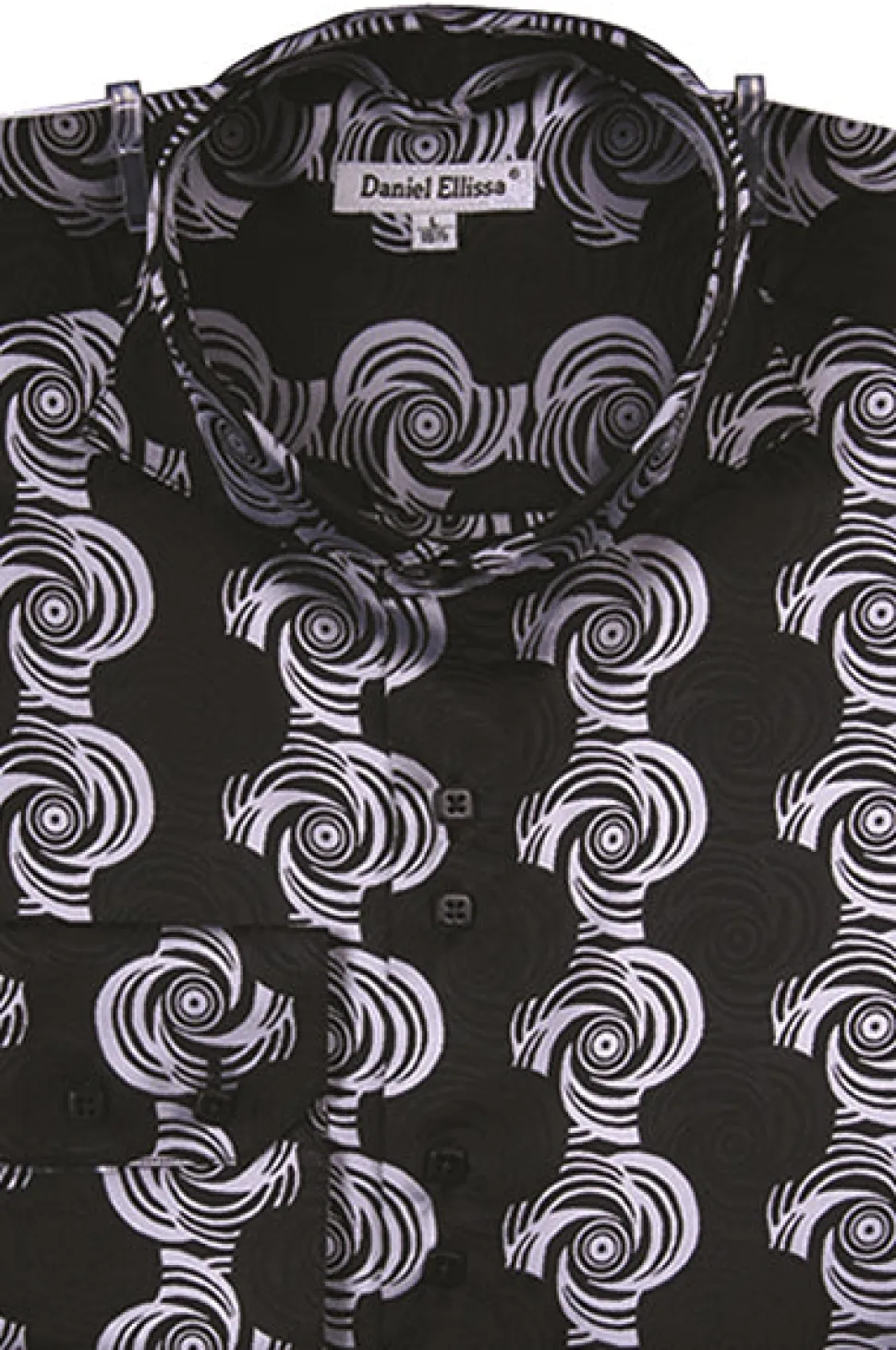 Dress Shirt Regular Fit Designer Pattern In Black/Silver White