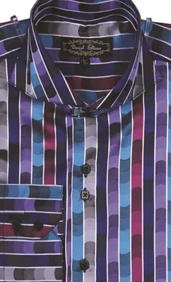 Dress Shirt Regular Fit Fancy Stripe Pattern in Turquoise