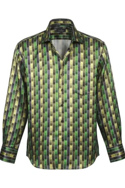 Dress Shirt Regular Fit Fancy Stripe Pattern In Green