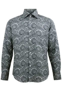 Dress Shirt Regular Fit Paisley Pattern In Black