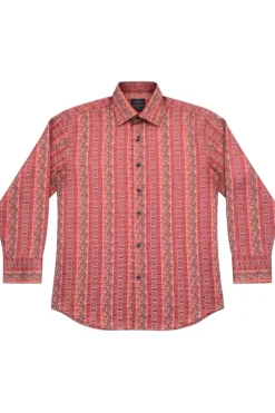 Dress Shirt Regular Fit Paisley And Check Design In Coral