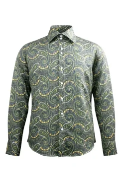 Dress Shirt Regular Fit Paisley Pattern In Mustard