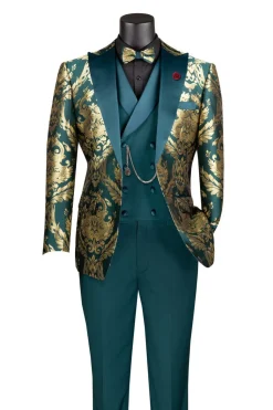 Emerald Gold Modern Fit 3 Piece Suit