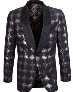 Empire Collection - Black Slim Fit Formal Dinner Show Jacket Shawl Lapel