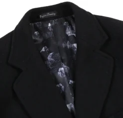 English Laundry Black Fall/Winter Essential Slim Fit Overcoat Wool Blend