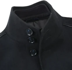 English Laundry Black Slim Fit Wool Blend Short Coat with Detachable Full Zipper