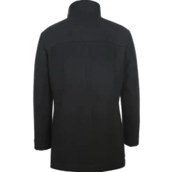 English Laundry Black Slim Fit Wool Blend Short Coat with Detachable Full Zipper