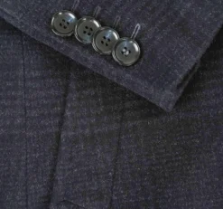 English Laundry Blue Tone-on-tone Glen Plaid Slim Fit Wool Blend Short Coat with Detachable Full Zipper