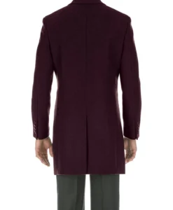 English Laundry Burgundy Fall/Winter Essential Slim Fit Overcoat Wool Blend