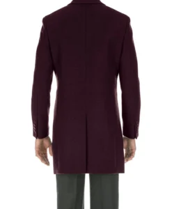 English Laundry Burgundy Fall/Winter Essential Slim Fit Overcoat Wool Blend