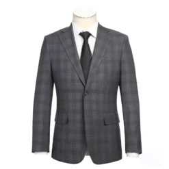 English Laundry Collection - 2 Piece Slim Fit Gray Plaid Notch Lapel Suit