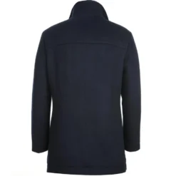 English Laundry Navy Slim Fit Wool Blend Short Coat with Detachable Full Zipper