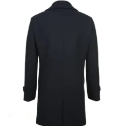 English Laundry Navy Slim Fit Wool Blend Long Overcoat