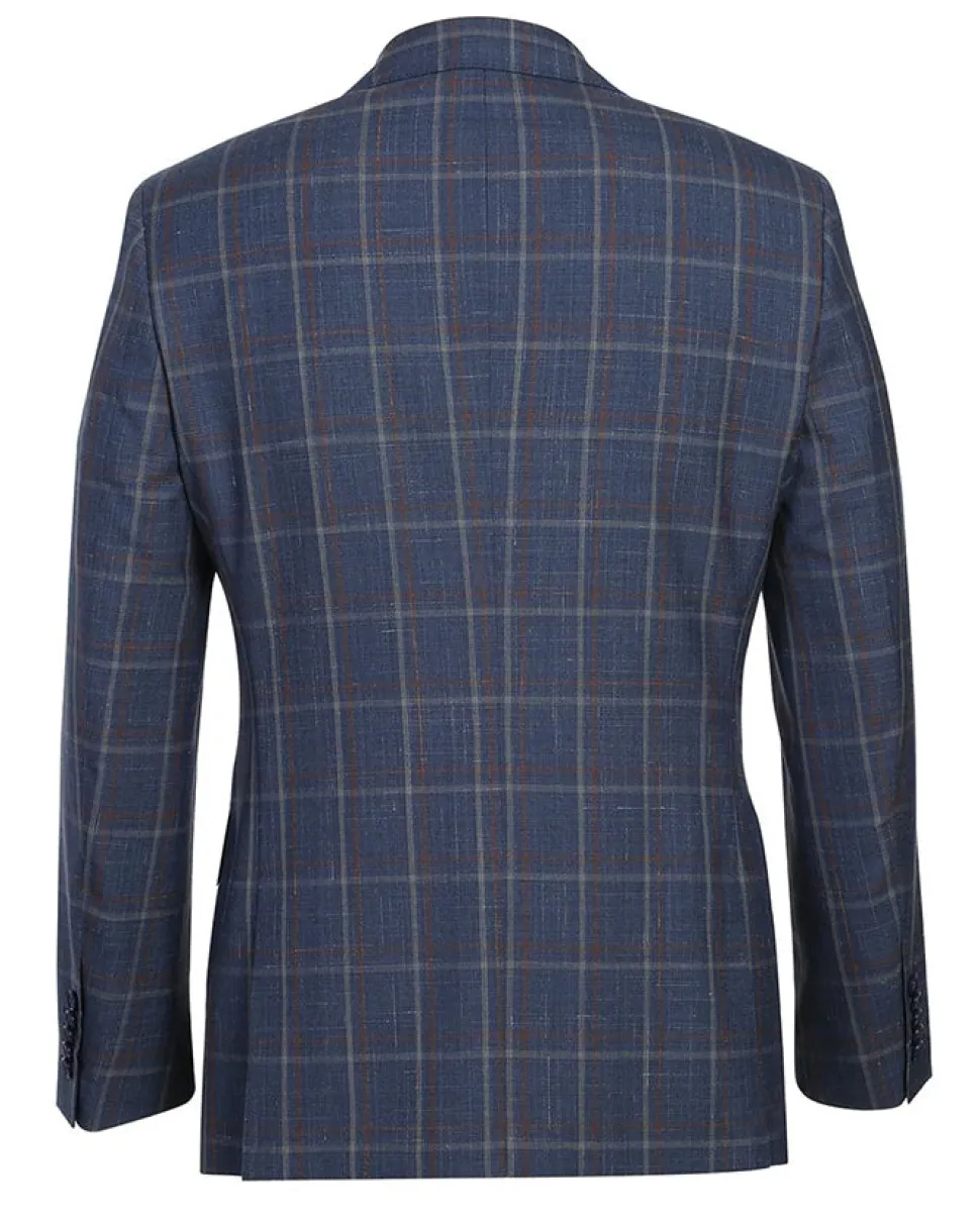 English Laundry 2-Piece Check Wool Linen Blend Slim Fit Suit