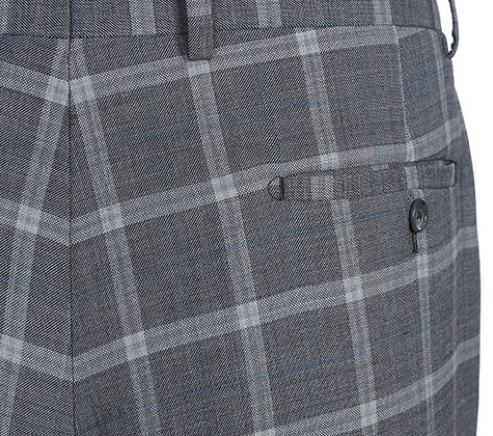 English Laundry 2-Piece Gray Plaid Wool Blend Slim Fit Suit