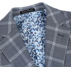 English Laundry 2-Piece Gray Plaid Wool Blend Slim Fit Suit