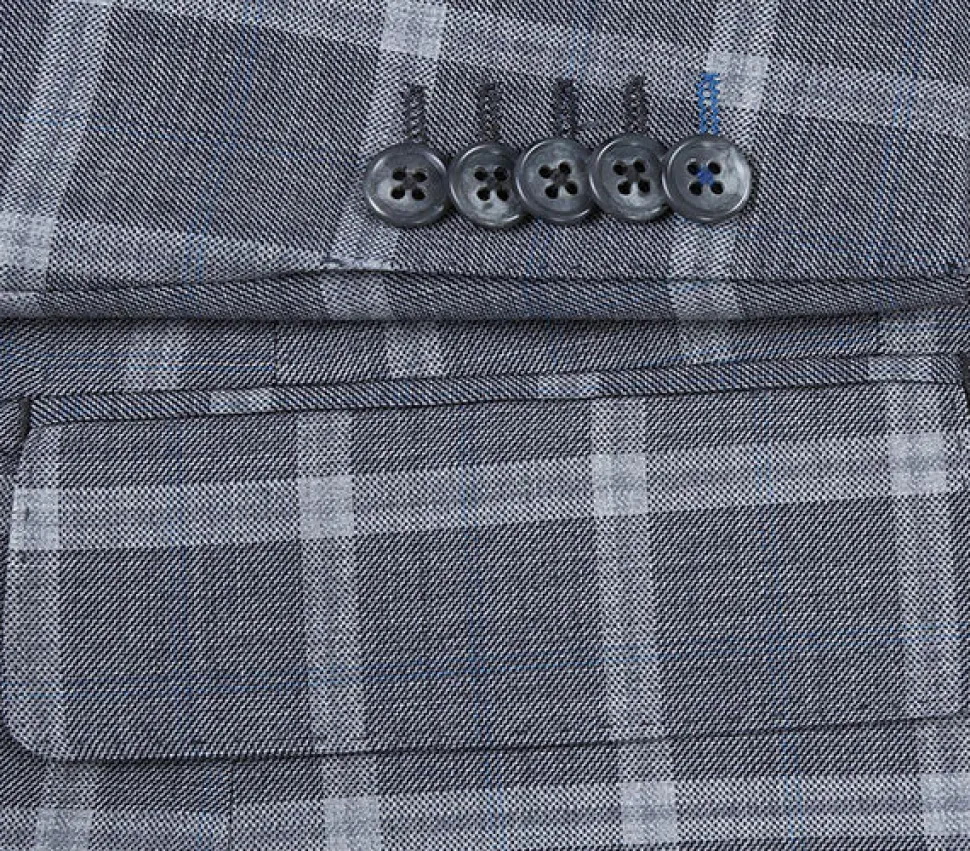 English Laundry 2-Piece Gray Plaid Wool Blend Slim Fit Suit