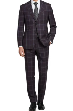English Laundry 2-Piece Purple Window Pane Check Slim Fit Suit Wool Blend