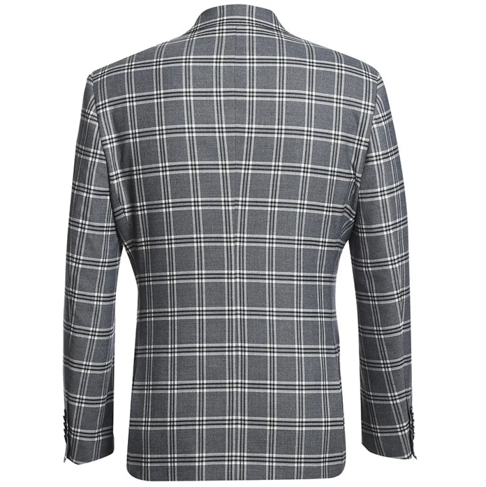 English Laundry Slim Fit Dimgray with White Check Suit