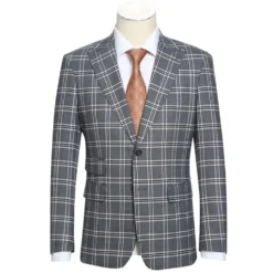 English Laundry Slim Fit Dimgray with White Check Suit