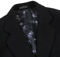 English Laundry Black Fall/Winter Essential Slim Fit Overcoat Wool Blend
