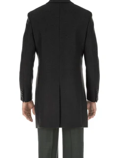 English Laundry Black Fall/Winter Essential Slim Fit Overcoat Wool Blend