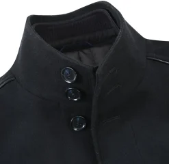 English Laundry Black Slim Fit Wool Blend Short Coat with Detachable Full Zipper