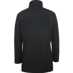 English Laundry Black Slim Fit Wool Blend Short Coat with Detachable Full Zipper