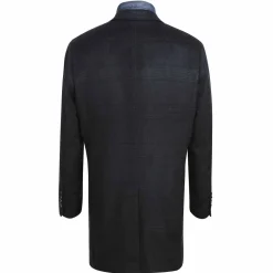 English Laundry Blue Tone-on-tone Glen Plaid Slim Fit Wool Blend Short Coat with Detachable Full Zipper