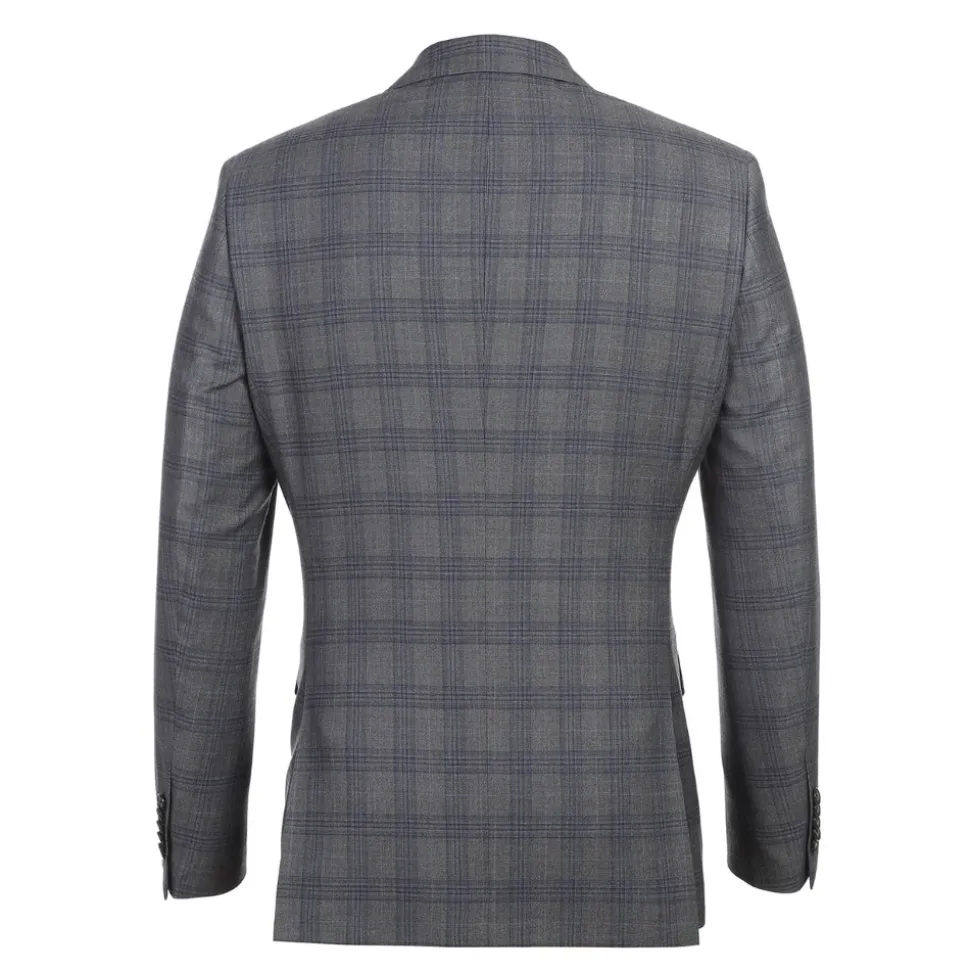 English Laundry Collection - 2 Piece Slim Fit Gray Plaid Notch Lapel Suit