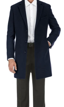 English Laundry Navy Fall/Winter Essential Slim Fit Overcoat Wool Blend