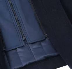 English Laundry Navy Slim Fit Wool Blend Short Coat with Detachable Full Zipper