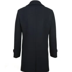 English Laundry Navy Slim Fit Wool Blend Long Overcoat