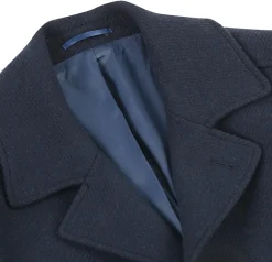 English Laundry Navy Slim Fit Wool Blend Long Overcoat