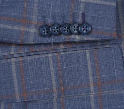 English Laundry 2-Piece Check Wool Linen Blend Slim Fit Suit