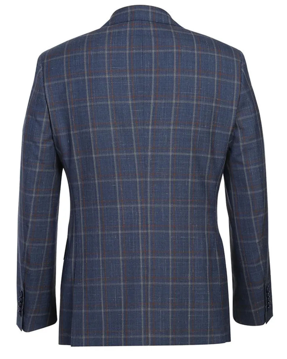 English Laundry 2-Piece Check Wool Linen Blend Slim Fit Suit