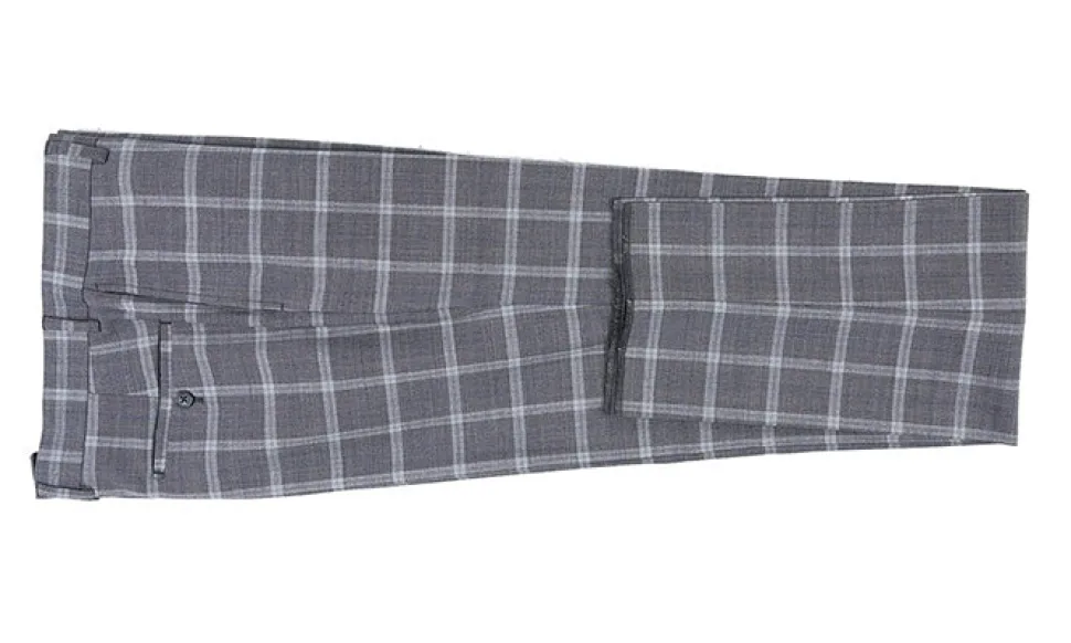 English Laundry 2-Piece Gray Plaid Wool Blend Slim Fit Suit