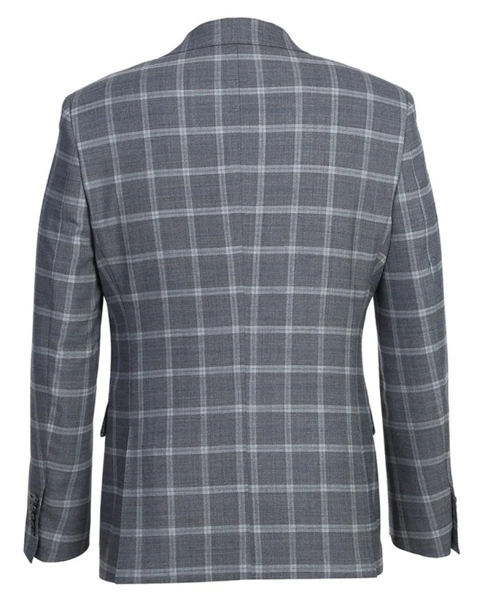 English Laundry 2-Piece Gray Plaid Wool Blend Slim Fit Suit
