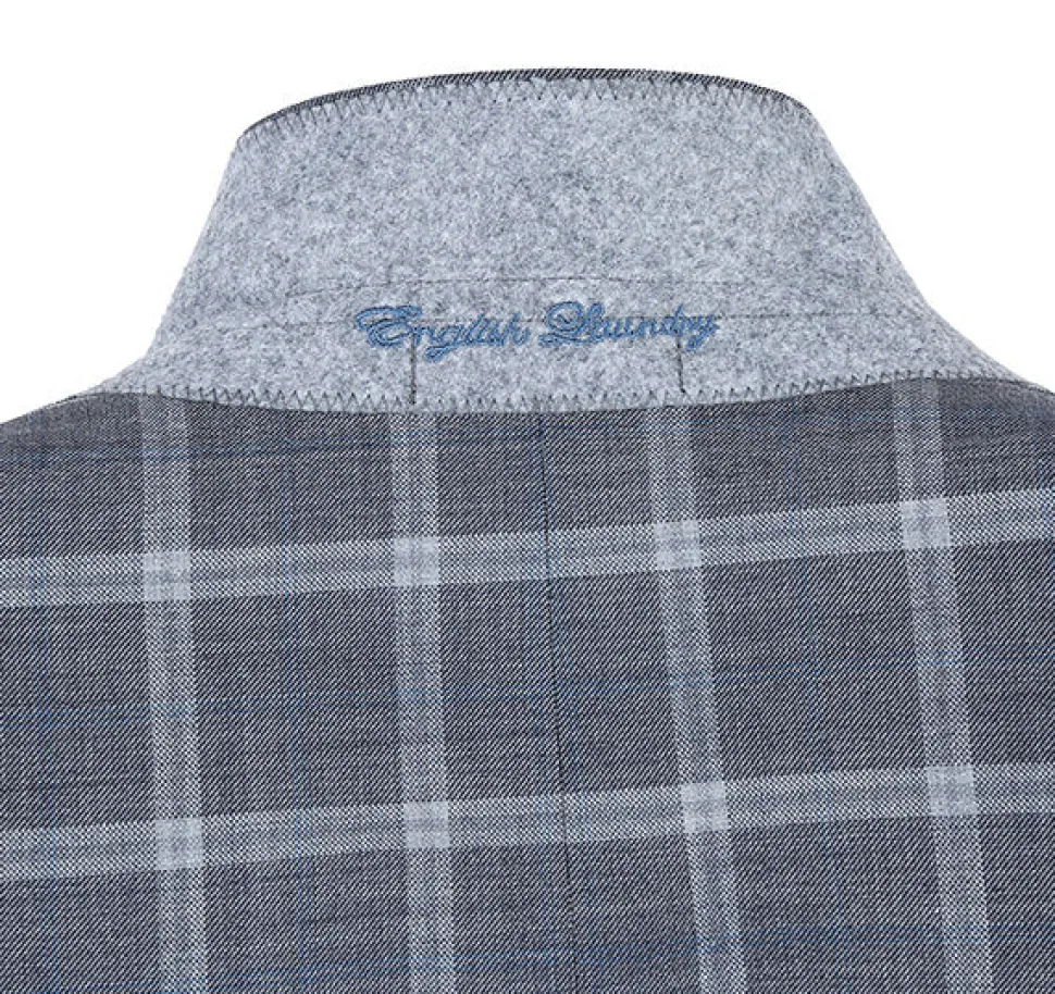 English Laundry 2-Piece Gray Plaid Wool Blend Slim Fit Suit