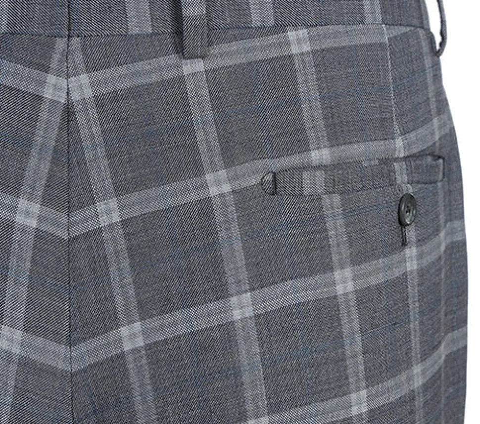 English Laundry 2-Piece Gray Plaid Wool Blend Slim Fit Suit