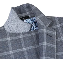 English Laundry 2-Piece Gray Plaid Wool Blend Slim Fit Suit
