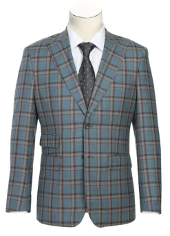 English Laundry 2-Piece Light Gray with Bronze Stereoscopic-Grid Slim Fit Suit Wool Blend