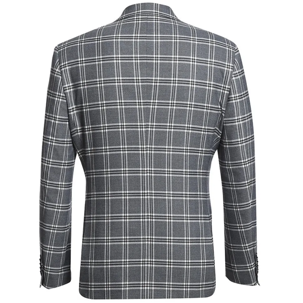 English Laundry Slim Fit Dimgray with White Check Suit
